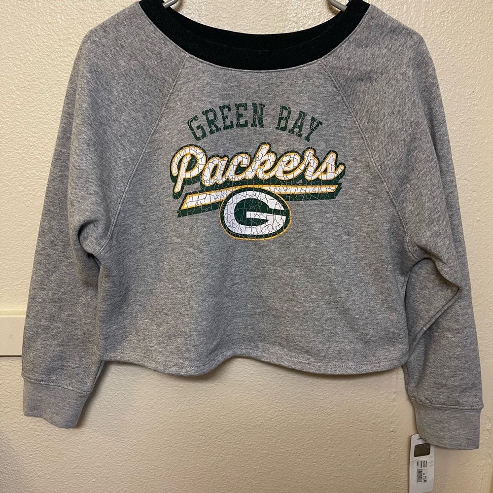 Green Bay Packers Gray CropTop Sweatshirt